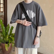 남성용 패션플로우 루즈 트렌디 아이스 티셔츠