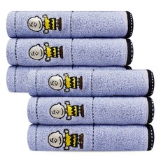 Songwol 松月 史努比朋友們刺繡30支棉毛巾, 藍色, 6條