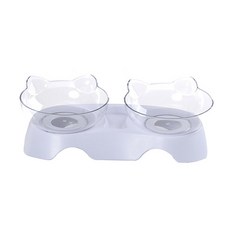 寵物犬貓透明2格餐具餐桌飯碗, 1組, 單色