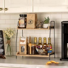 多用途2層原木廚房整理架, 單一顏色, 1個