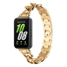 SPACE SHIELD 智慧手錶相容鍊式鋼製金屬錶帶, 金色