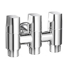 WELLANE 洗衣機水龍頭1進3出分水閥/三角閥 亮銀色, 1個