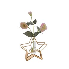 Dr리빙스토어 북유럽 모던 미니멀 골드 프레임 워터튜브 화병 별형, 골드(화병), 화초1(리시안셔스)
