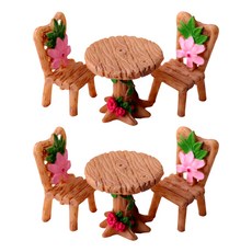 softholic 木質餐桌玻璃花盆室內擺飾圓形桌 2組, 混合顏色