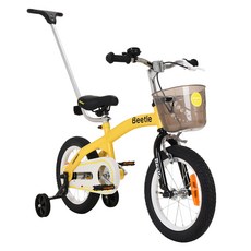 ZOKO 兒童用鏈條自行車 + 家長推桿套組, 1組, 黃色, 102cm