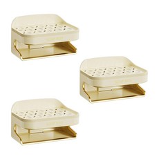 Block Mart 免鑽孔肥皂盒, 奶油白, 3個