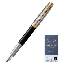 PARKER Sonnet Premium GT鋼筆+補充芯, F, 金屬黑