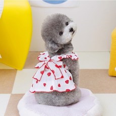 Coco studio 狗狗莓果荷葉邊吊帶裙胸背帶, 白色, 1個