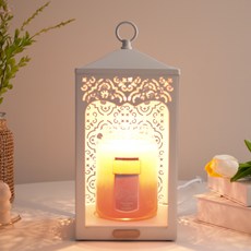 YANKee CANDLe 3段式觸控鏤空雕花燭台+香氛蠟燭組, Pink Sands, 白色