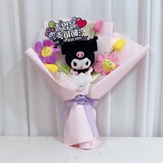 러블리팜 조화 꽃보다 귀여운 산리오 인형꽃다발 + 토퍼 세트, 졸업을 축하해 쿠로미, 1개