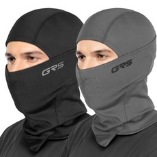 GROOVSTAR 冬季運動 GRS Hyper 巴拉克拉瓦頭套 2件組, 1套, 黑色, 灰色
