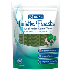 fLoSSta 芙洛塔 短支軟質雙效護齒潔牙條, 80g, 1包, 綠藻雞肉風味