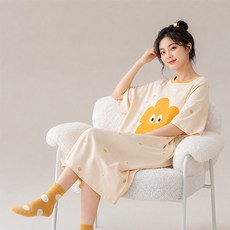 I CAN SIMPLE 孕婦空氣棉舒適連身睡裙 C款