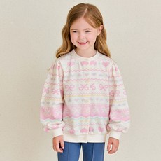 hejmini 女童款Happy蝴蝶結緹花圖案開襟衫