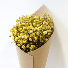 ROMANTIC NOVEMBER 永生乾燥花迷你牛皮紙花束, 滿天星 黃色