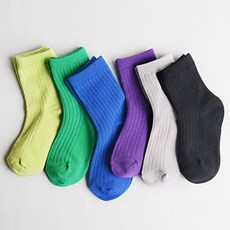 GGOMZI 孩童彩色羅紋襪子 6雙組
