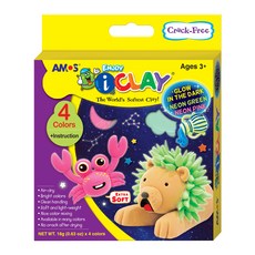 아모스 네온야광 아이클레이 18g 4종 세트, 야광노랑, 형광연두, 형광핑크, 파랑, 1개