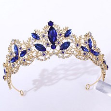 Estella 自助婚紗 鑽石頭冠 新娘飾品 xox554, 1個, 藍色