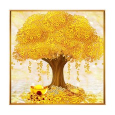 Everhouse 大型金錢樹 DIY 寶石十字繡套組 L, 黃色, 1套