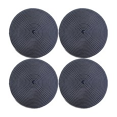 스트라이프 라운드 나이테 플레이스매트 냄비받침 코스터 36cm, 블랙, 4개