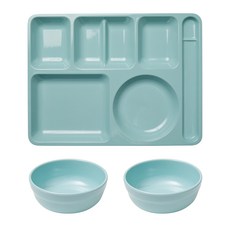 餐盤達人 兒童韓式餐盤 + 韓式碗 2p 套組, 翡翠薄荷, 1套