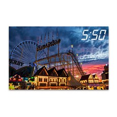 홈마인 캔버스 프린팅 액자 LED 시계 놀이공원 앤 열기구 800 x 500 mm, HM-PARK-03