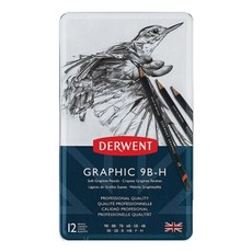 DERWENT 德爾文 繪圖12色鉛筆素描套組 DE34215, 9B, 8B, 7B, 6B, 5B, 4B, 3B, 2B, B, HB, F, H, 1套