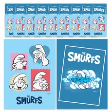 YOUNGART 藍色小精靈封面印花10格語文練習本, 隨機發貨, 20個