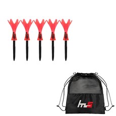 NAYASTYLE 高爾夫球釘 5入 + 專用收納袋套組 GFYP-165-7PU, 透明紅(高爾夫球釘), 混色(收納袋)