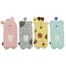 Pinkfoot 動物造型鉛筆袋 4件組, 貓（灰色）、長頸鹿（黃色）、兔子（粉色）、考拉（天藍色）, 1套