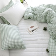 구르미애 미끄럼방지 순면 프리미엄 60수 누빔 침대패드, 화이트