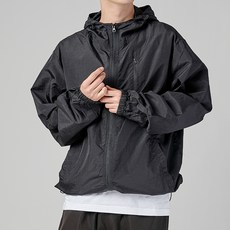 HIHOO 男性用寬鬆版型抽繩防風外套 HJ2009