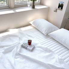 Lucidsleep 涼爽蓬鬆 海洋泡泡紗 夏季肚圍被 毯子 午睡毯 2入, 白色