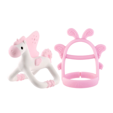 아가프라 나비손목 치발기 + 유니콘 치발기 + 눈사람 케이스, 핑크