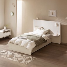 장인가구 끌레르 호텔 침대 프레임 + 협탁 세트 방문설치, 화이트