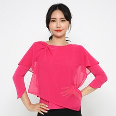 dancedome MOL 不對稱網紗T恤 LDT25500, 深粉紅色