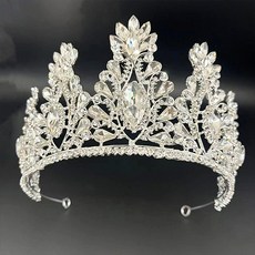 Lunaglam 花朵造型水晶自助婚紗皇冠 WC915, 1個, 銀白色