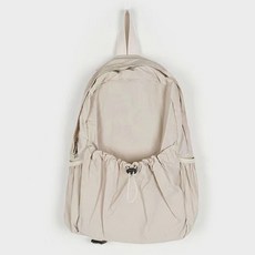 Elsso BASRAK尼龍前側抽繩口袋後背包, 象牙白