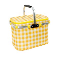 씨밀레 캠핑 피크닉 방수 대용량 뚜껑있는 바구니, 옐로우, 1단