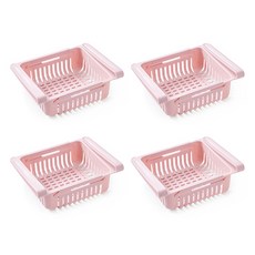 Market Gamsung寬度可調節冰箱收納箱, 4個, 粉色的