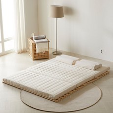 아틸라트 라텍스 3단 접이식 매트리스 + 베개 2p 세트, 멜란지 아이보리