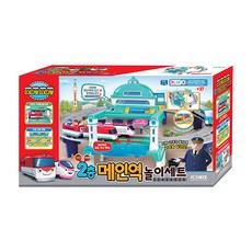띠띠뽀띠띠뽀 2층 메인역 기차 작동완구 놀이세트, 혼합색상, 1세트