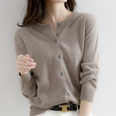 마켓에이 여성용 베이직 라운드넥 니트 가디건