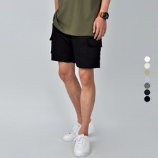 가이스토리 남성용 기본핏 캐주얼 스위든 카고 밴딩 반바지