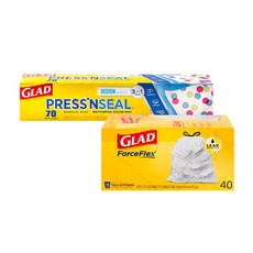 GLAD 佳能 圓點保鮮膜 21.6m*30cm+手提束口抽繩垃圾袋 40入, 1組