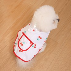 PASTEL PET 寵物櫻桃口袋連帽斗篷雨衣, 1個, 白色