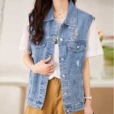 Murielle 可愛小熊刺繡牛仔背心