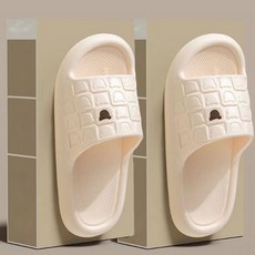 데이소이 체크 곰돌이 폭신 거실화, 04 화이트 베어, 2개