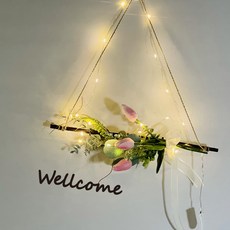 木質仿真鬱金香掛飾, 粉紅色（花環）