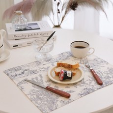 포홈 핸드메이드 뜨왈 린넨 테이블매트, 피렌체, 2개, 30 x 38 cm